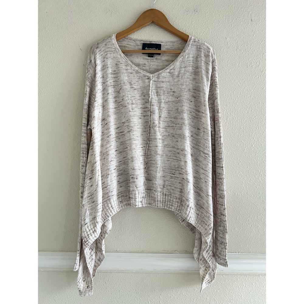 Lovemarks Asymmetrical Pullover Knit Top L Sweater Lightweight Neutral Casual